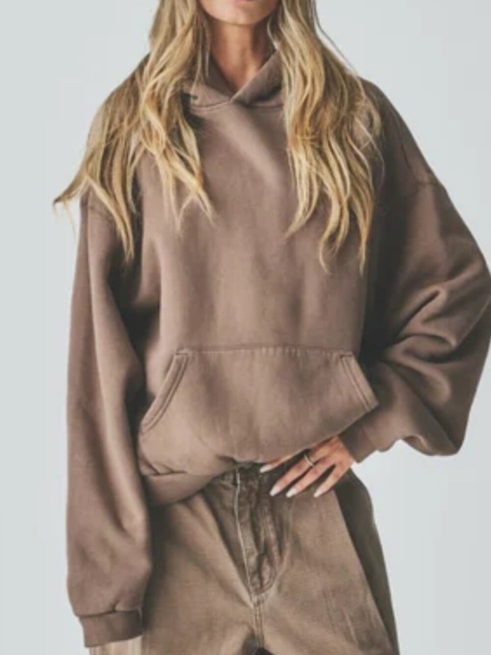 Elwood Core Hoodie Vintage Brown Oversized Unisex Athleisure Organic Cotton Sz M